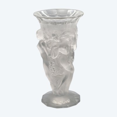 VASO ART DECO, cristallo "Naiadi nude con uva"