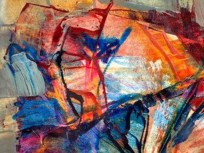 ÖL GOUACHE ABSTRAKTE KOMPOSITION VON JACQUES BUCHHOLZ AUF PAPIER 1962