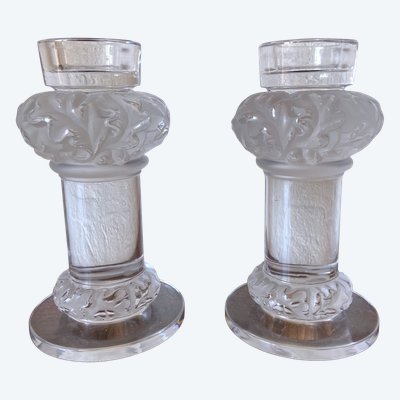 PAIRE DE BOUGEOIRS LALIQUE 