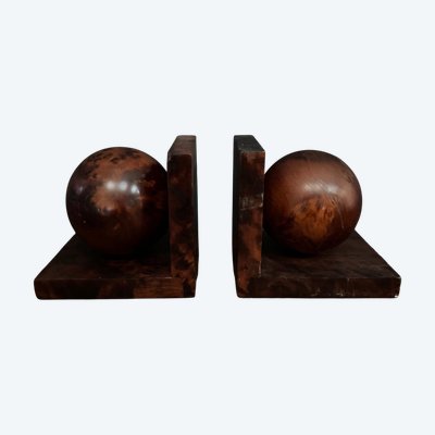 Pair of burrwood bookends 1950 Art Deco