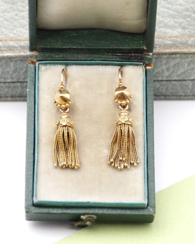 Orecchini lunghi con nappe in oro 18k, orecchini pendenti, frange, nappe