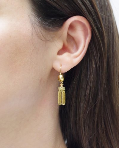Orecchini lunghi con nappe in oro 18k, orecchini pendenti, frange, nappe