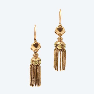 Orecchini lunghi con nappe in oro 18k, orecchini pendenti, frange, nappe