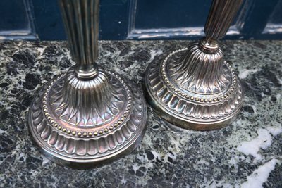 coppia di candelieri Luigi XVI placcati in argento
