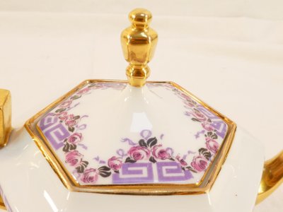 Service a café TÊTE a TÊTE en porcelaine de LIMOGES d’époque ART DE DECO