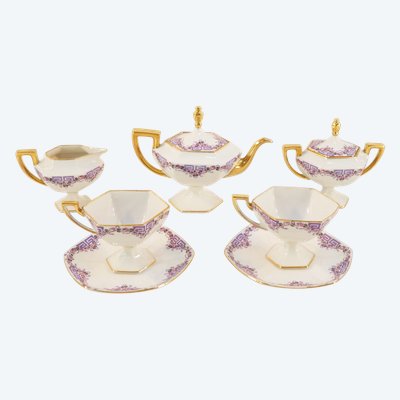 Service a café TÊTE a TÊTE en porcelaine de LIMOGES d’époque ART DE DECO