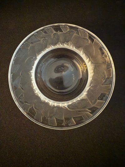 Magnifique coupelle aux moineaux  signée Lalique France