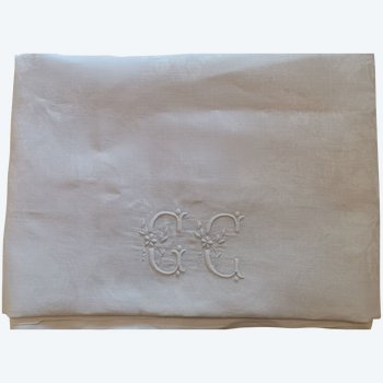 Large antique damask tablecloth from the Napoleon III period