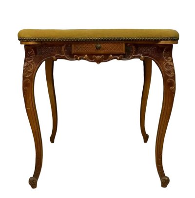 Spieltisch im Louis XV-Stil aus geschnitztem Nussbaumholz, ca. 1880