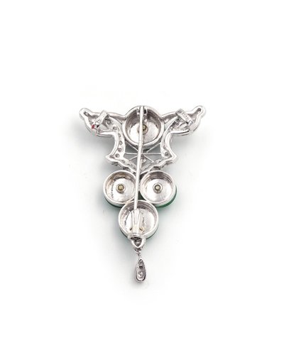 18 Karat Weißgold Jade Diamant Anhänger Brosche, Art Deco Stil, Transformation Schmuck
