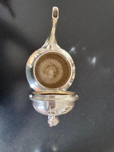 Superbe service à thé ou à café en métal argenté avec poignées en bois de palissandre