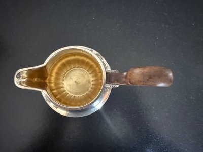 Superbe service à thé ou à café en métal argenté avec poignées en bois de palissandre