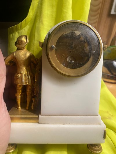 Petite Pendulette  Borne au jardinier fleuriste de Planchon , Maître Horloger à Paris XIXème marbre 