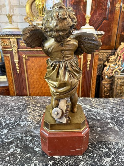 BRONZE L’ ENFANT AU COQ SIGNE ADRIANO CECIONI (1836-1886)