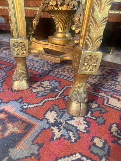 LOUIS XVI STYLE HALF-MOON WALL CONSOLE IN CARVED AND GILT WOOD