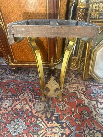 LOUIS XVI STYLE HALF-MOON WALL CONSOLE IN CARVED AND GILT WOOD