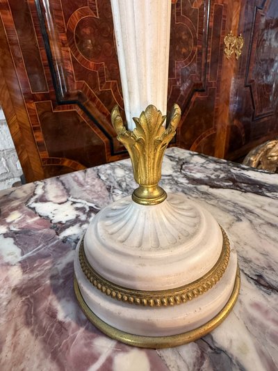 PAIR OF LOUIS XVI STYLE MARBLE AND BRONZE CANDELABRA