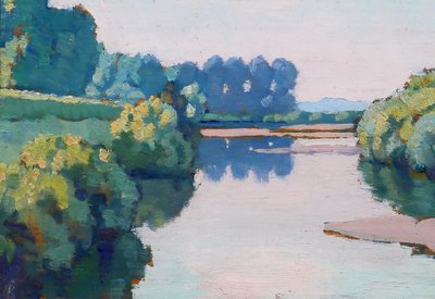 Maurice de Lambert 1873-1953 La Charité-sur-Loire, paysage, Loire, Nièvre, tableau, 1944