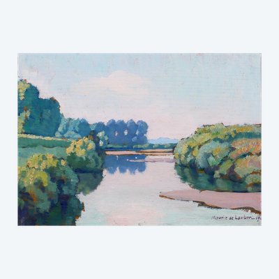 Maurice de Lambert 1873-1953 La Charité-sur-Loire, paysage, Loire, Nièvre, tableau, 1944
