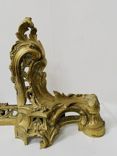 Louis XV style chased bronze andirons XX century