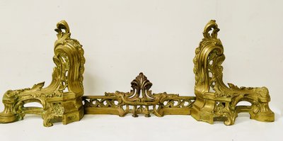 Louis XV style chased bronze andirons XX century