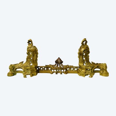 Louis XV style chased bronze andirons XX century