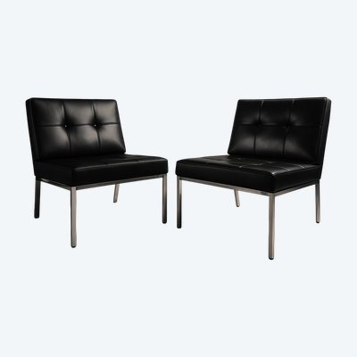 Pair of Joseph André Motte design armchairs Model SAMOURAI for Aéroport ORLY 1970