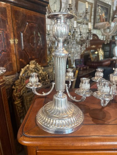 PAIR OF ARGENT BRONZE CANDELIERS LOUIS XVI STYLE - 19th century