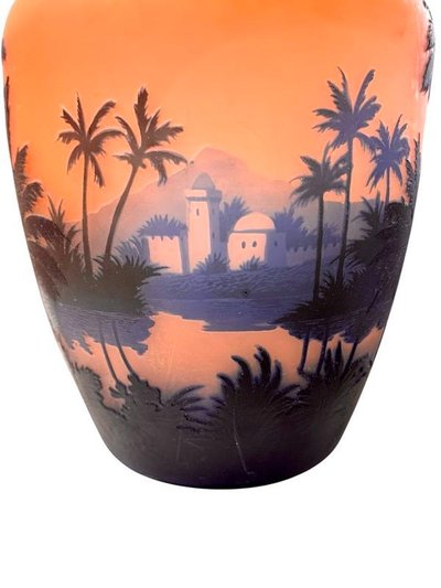 Muller Frères Lunéville Jugendstil Vase "Orientalische Landschaft"