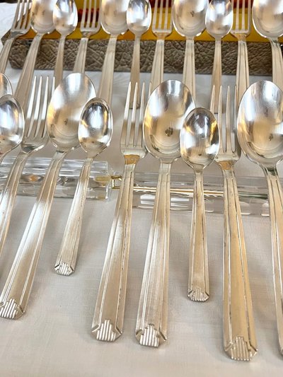 Ménagère Métal Argenté Époque Art Déco 1930 - Set Cutlery Service