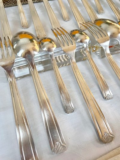 Ménagère Métal Argenté Époque Art Déco 1930 - Set Cutlery Service