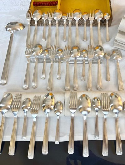 Ménagère Métal Argenté Époque Art Déco 1930 - Set Cutlery Service