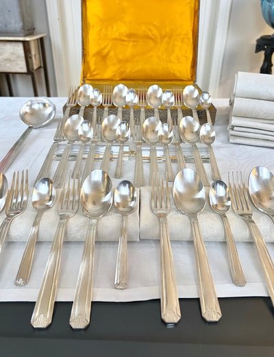 Ménagère Métal Argenté Époque Art Déco 1930 - Set Cutlery Service