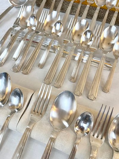 Ménagère Métal Argenté Époque Art Déco 1930 - Set Cutlery Service