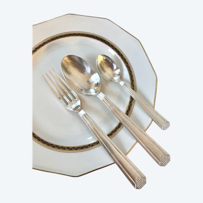 Ménagère Métal Argenté Époque Art Déco 1930 - Set Cutlery Service