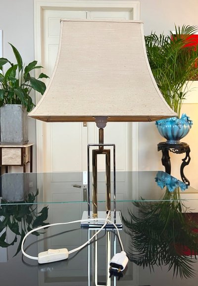 Paralume a pagoda per lampada in metallo cromato - Design Moderno Vintage 1970 - 1980