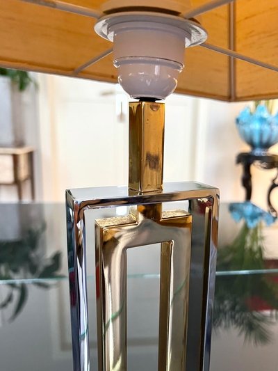 Paralume a pagoda per lampada in metallo cromato - Design Moderno Vintage 1970 - 1980