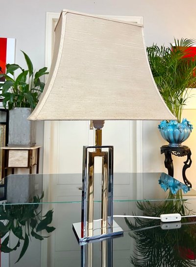Paralume a pagoda per lampada in metallo cromato - Design Moderno Vintage 1970 - 1980