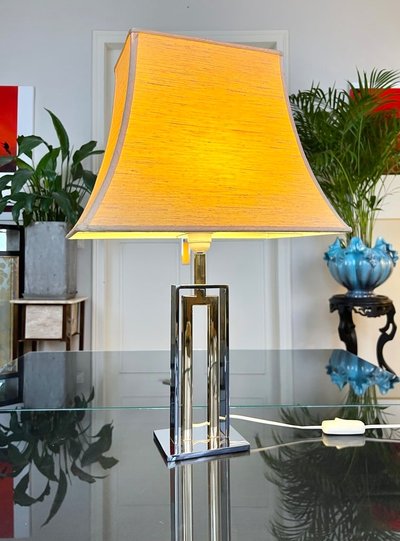 Paralume a pagoda per lampada in metallo cromato - Design Moderno Vintage 1970 - 1980