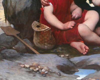 Pierre de Coninck 1828-1910 Bretagne, enfants jouant à cache-cache, grand tableau, Salon 1889