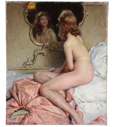 French Oil painting on Canvas, a reclining Nude 19Th