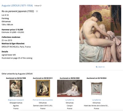 French Oil painting on Canvas, a reclining Nude 19Th