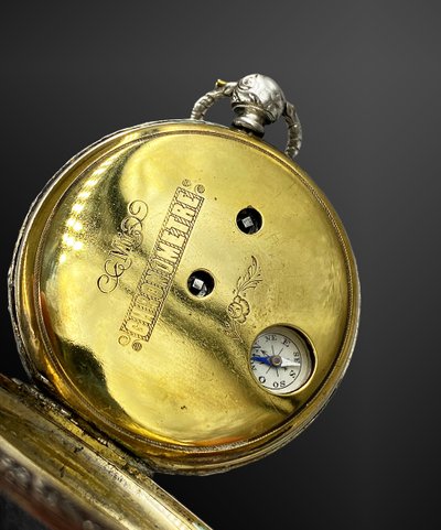 Montre chronomètre de poche argent, avec boussole France début XIXème siècle