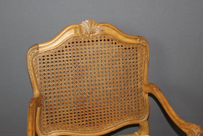 Poltrona Regency con schienale piatto e canne del XIX secolo