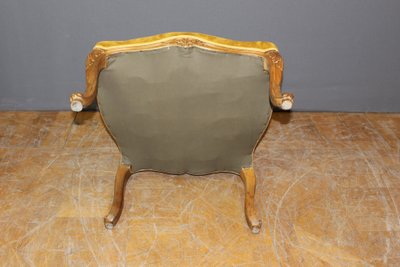 Poltrona Regency con schienale piatto e canne del XIX secolo