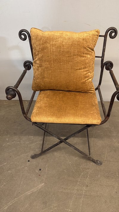 Coppia di poltrone in ferro battuto classiche XX sec 96x74x55cm