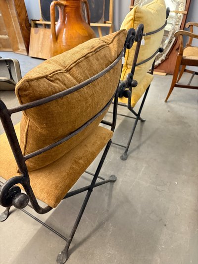 Coppia di poltrone in ferro battuto classiche XX sec 96x74x55cm
