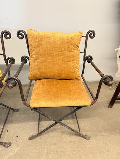 Coppia di poltrone in ferro battuto classiche XX sec 96x74x55cm