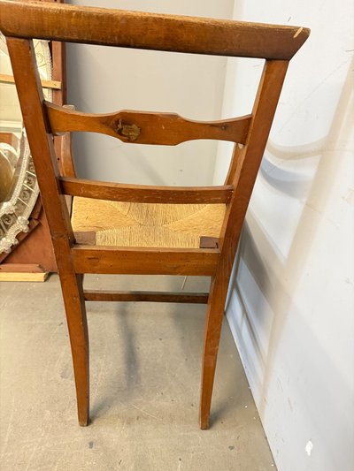Fauteuil ancien en noyer de la fin du 18ème siècle, Toscane, Louis XVI garni 91x56x45