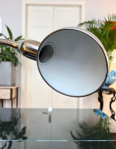 Lampe De Bureau Métal Chromé Bras Orientable - Vintage